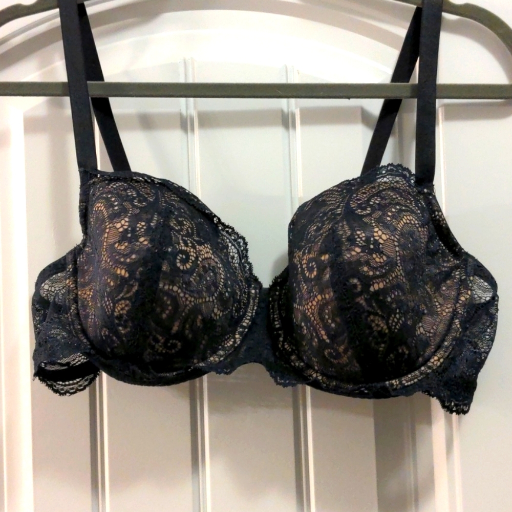 Tan & Black Lace Bra